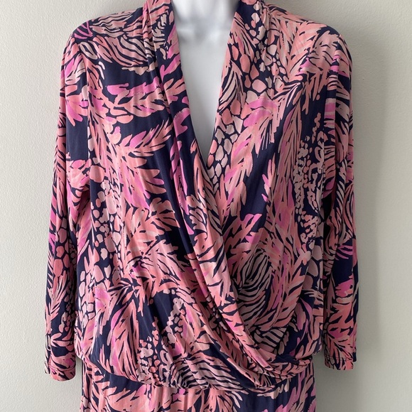 Lilly Pulitzer Felizia Silk Wrap Dress L - Picture 4 of 11